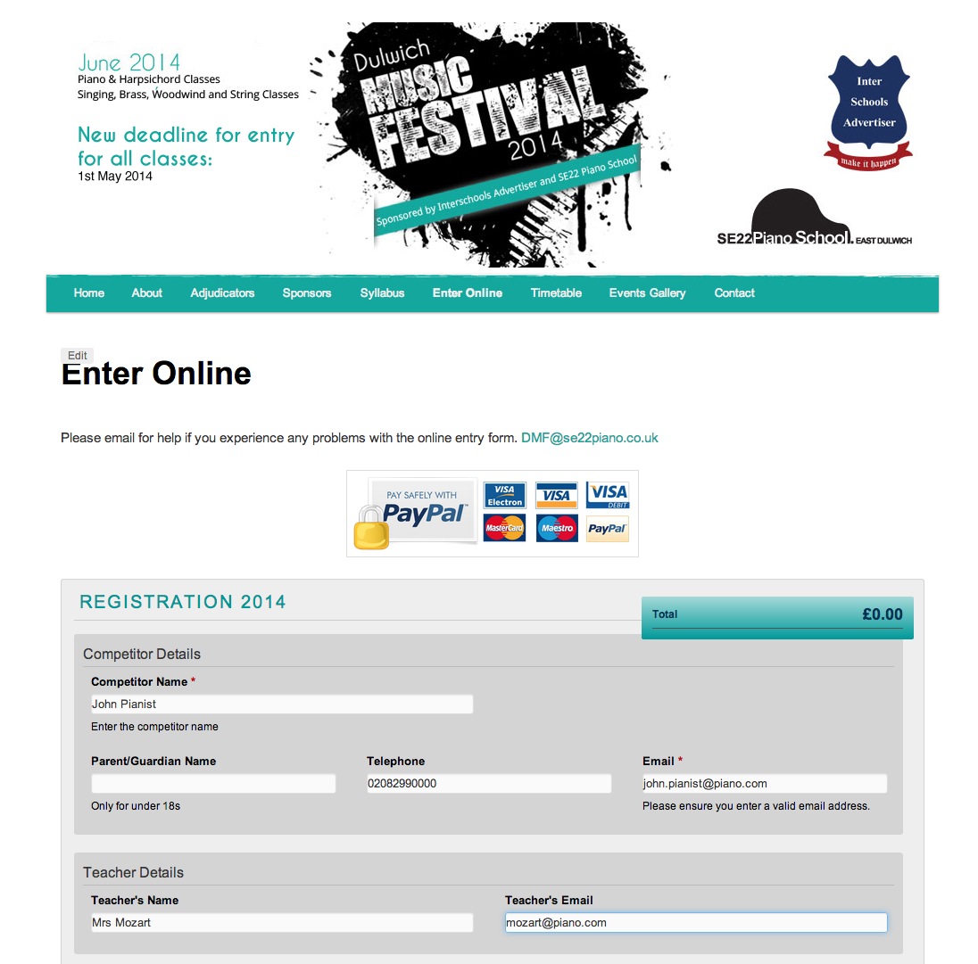 Dulwich Music Festival Online Entry Guide