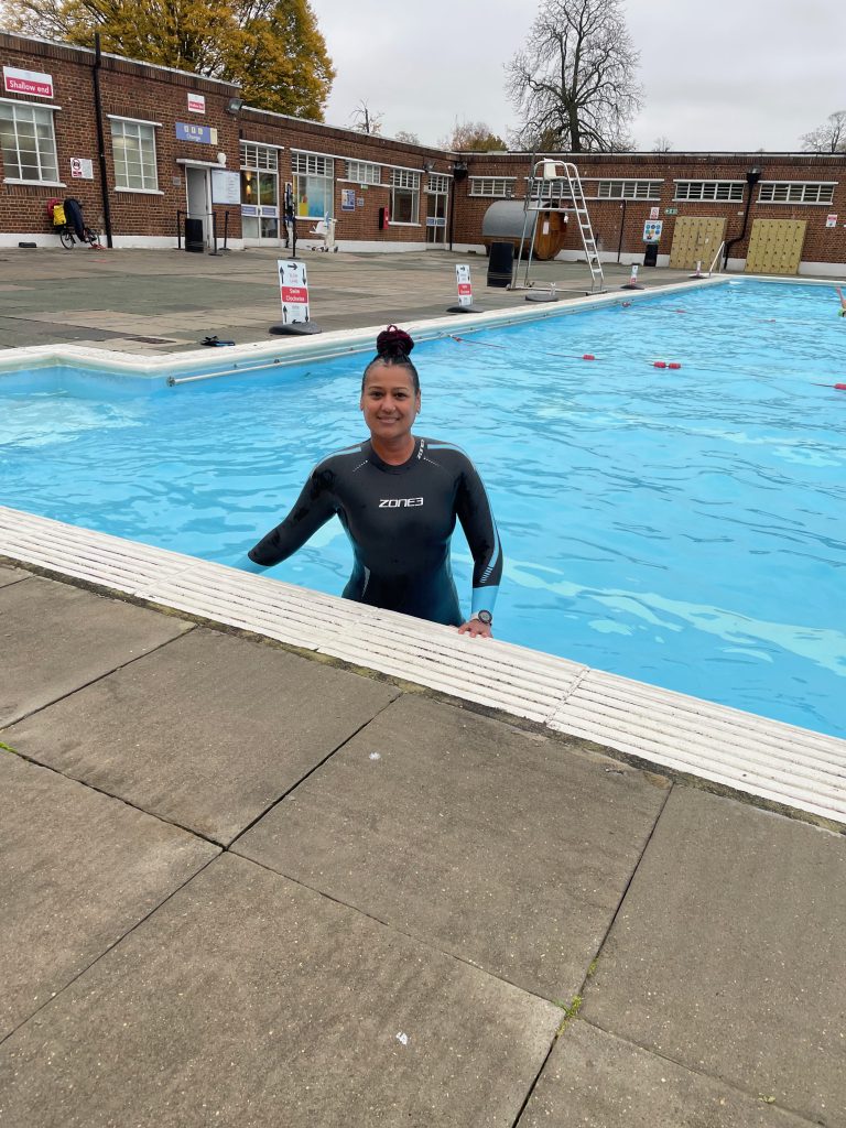 The face of someone who doesn't have any late payments to chase! Photo from Brockwell Lido.
